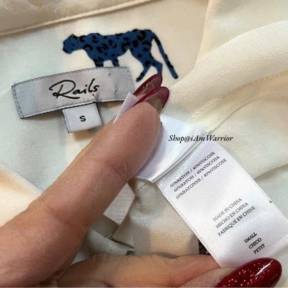 Rails colorful cat print long sleeve collared viscose top *shop@iamwarrior - Picture 14 of 15